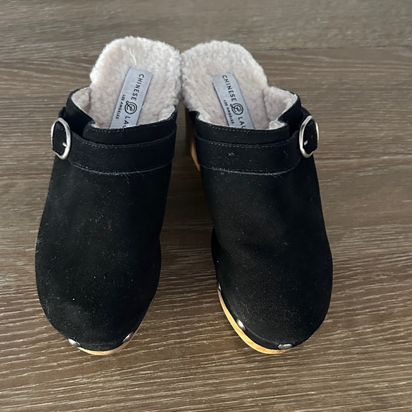 Chinese Laundry Black Suede Mules with Buckle - Picture 1 of 5